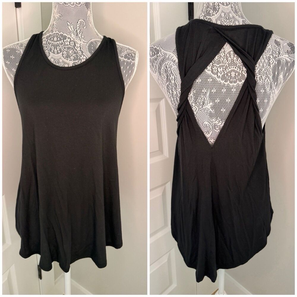 Standard Peoples Project Twist Open back Tank Top Womens Small Black